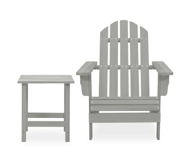Silla con otomana y mesa jardín adirondack abeto macizo gris