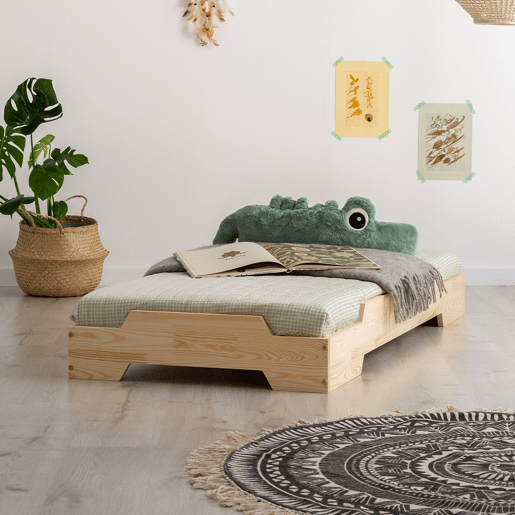 Cama Cyrielle Madeira 90x200 com estrado de ripas