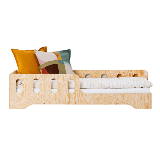 Cama 90x190 entrada direita com estrado de ripas Estelle Bois