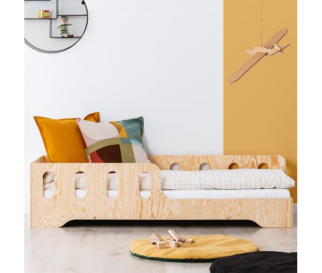 Cama 90x190 entrada por la derecha con somier estelle madera