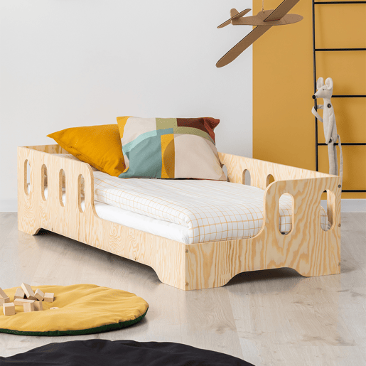 Cama 90x190 entrada direita com estrado de ripas Estelle Bois