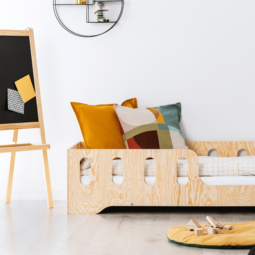 Cama 90x190 entrada direita com estrado de ripas Estelle Bois
