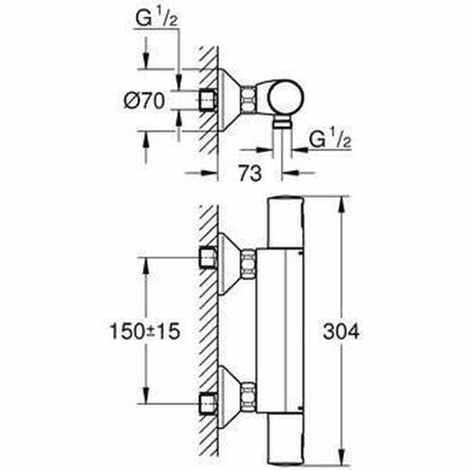 Torneira de comando duplo Grohe Precision Start De duche Preto mate Metal