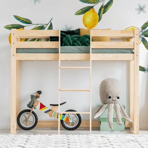Cama de meia altura 90x200 inclusa base de ripas Georges Bois