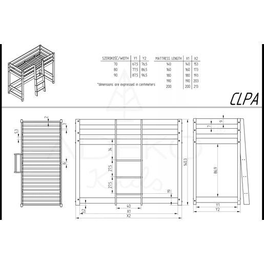 Cama de meia altura 90x200 inclusa base de ripas Georges Bois