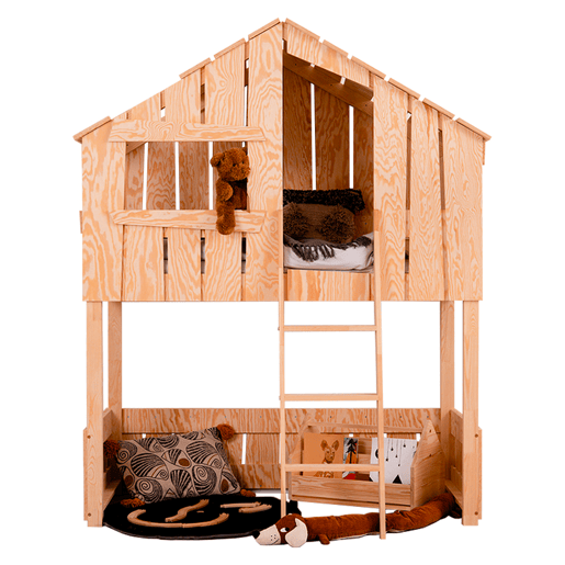 Cama cabana meia altura 90x200 base de ripas incluída Tyler Madeira Cama cabana meia altura 90x200 base de ripas incluída Tyler Madeira