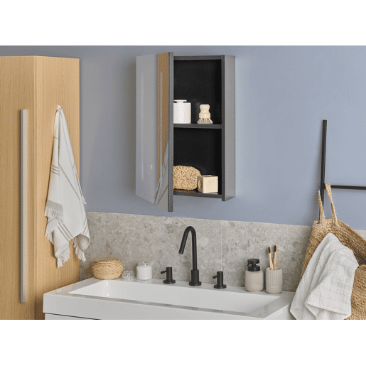 Móvel de casa de banho suspenso com espelho LED CAMERON 40 cm 60 cm Preto