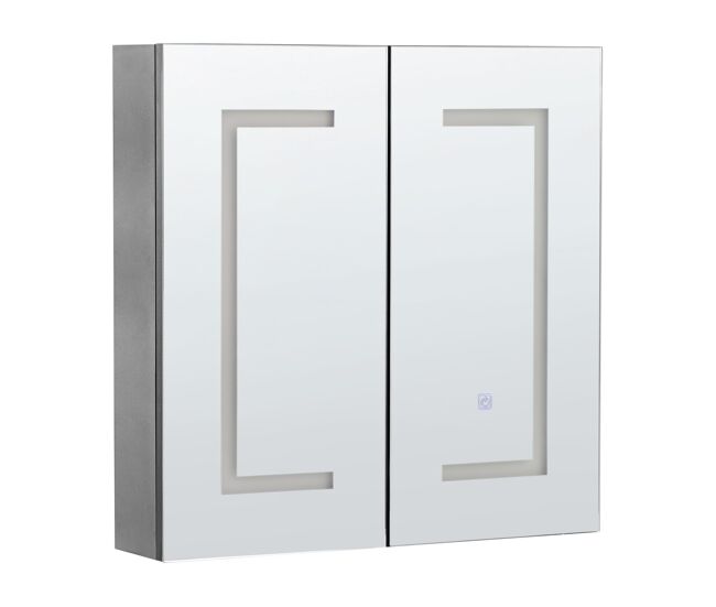 Armario con espejo de pared para baño LED MAZARREDO 60 cm 60 cm Negro
