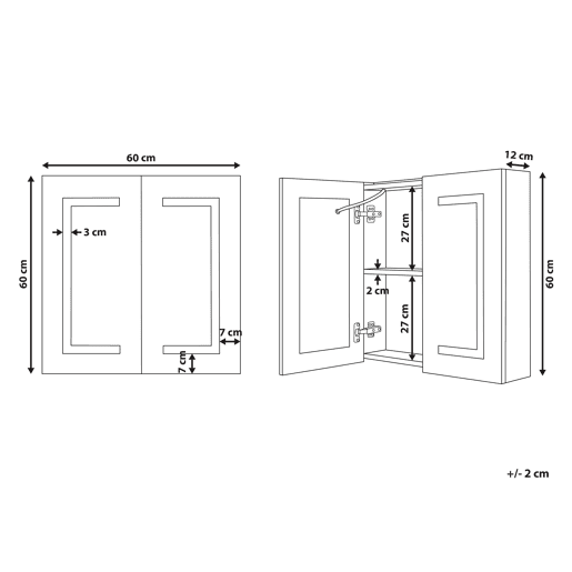 Móvel de casa de banho suspenso com espelho LED MAZARREDO 60 cm 60 cm Preto