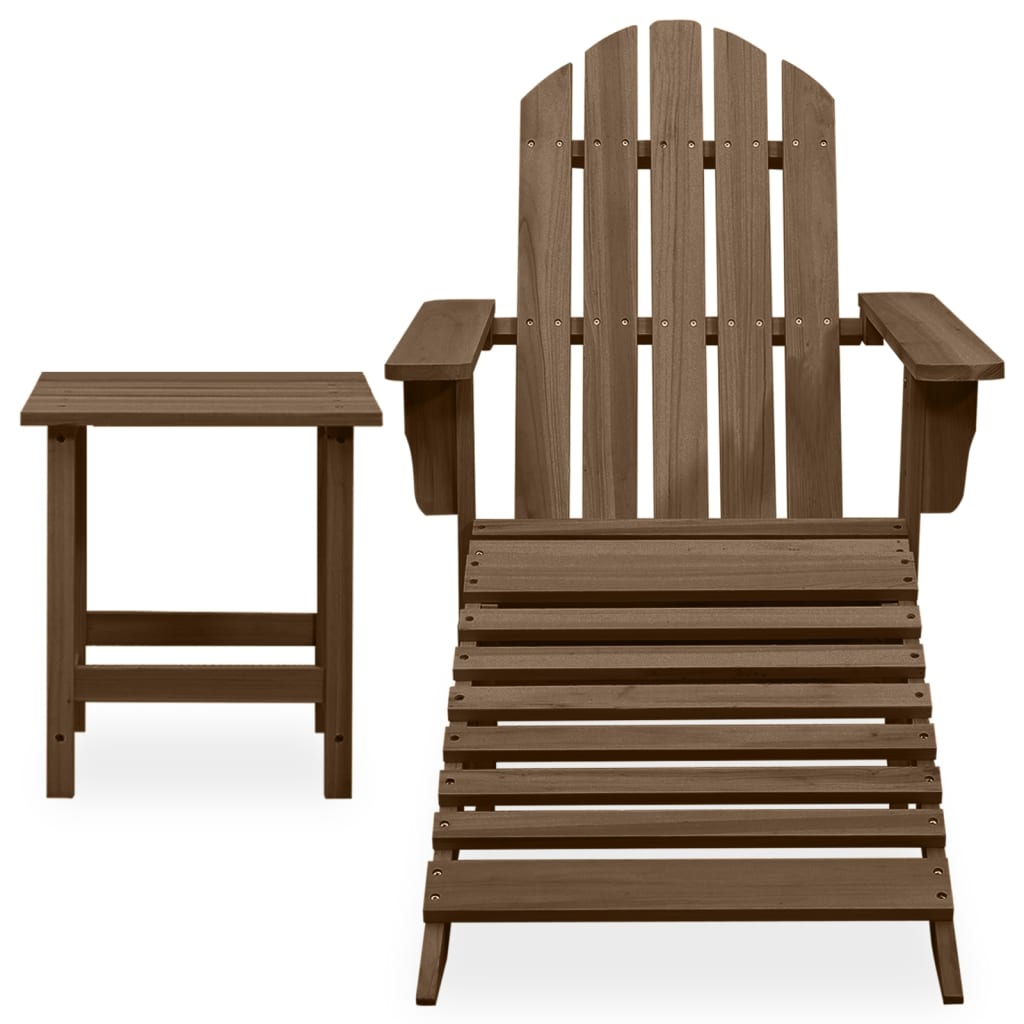 Silla con otomana y mesa jardín adirondack abeto macizo marrón