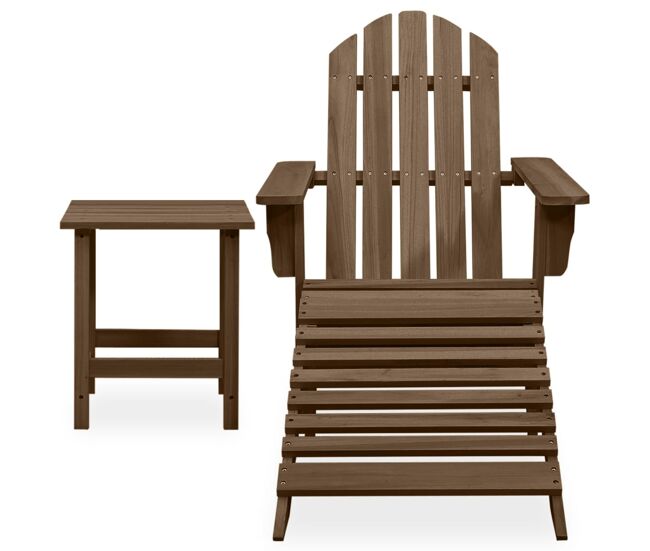 Silla con otomana y mesa jardín adirondack abeto macizo marrón