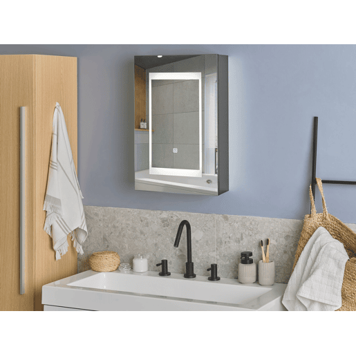 Móvel de casa de banho suspenso com espelho LED MALASPINA 40 cm 60 cm Preto