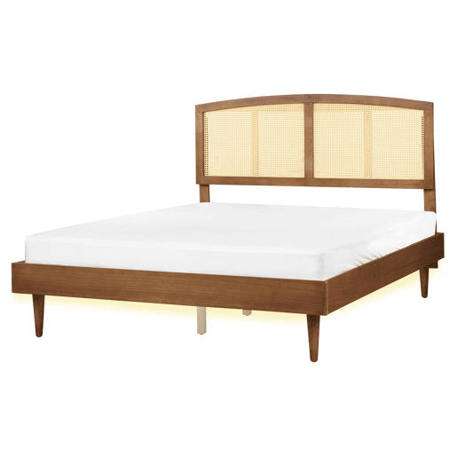 Beliani Cama com LED Madeira de seringueira VARZY Beliani Cama com LED Madeira de seringueira VARZY