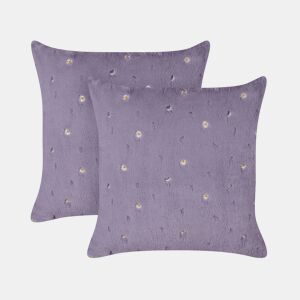 Conjunto de 2 almofadas decorativas LAVATERA 45 x 45 cm Violeta Padrão floral