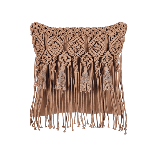 Conjunto de 2 almofadas decorativas BAMIAN Algodão 45 x 45 cm Castanho claro Padrão geométrico