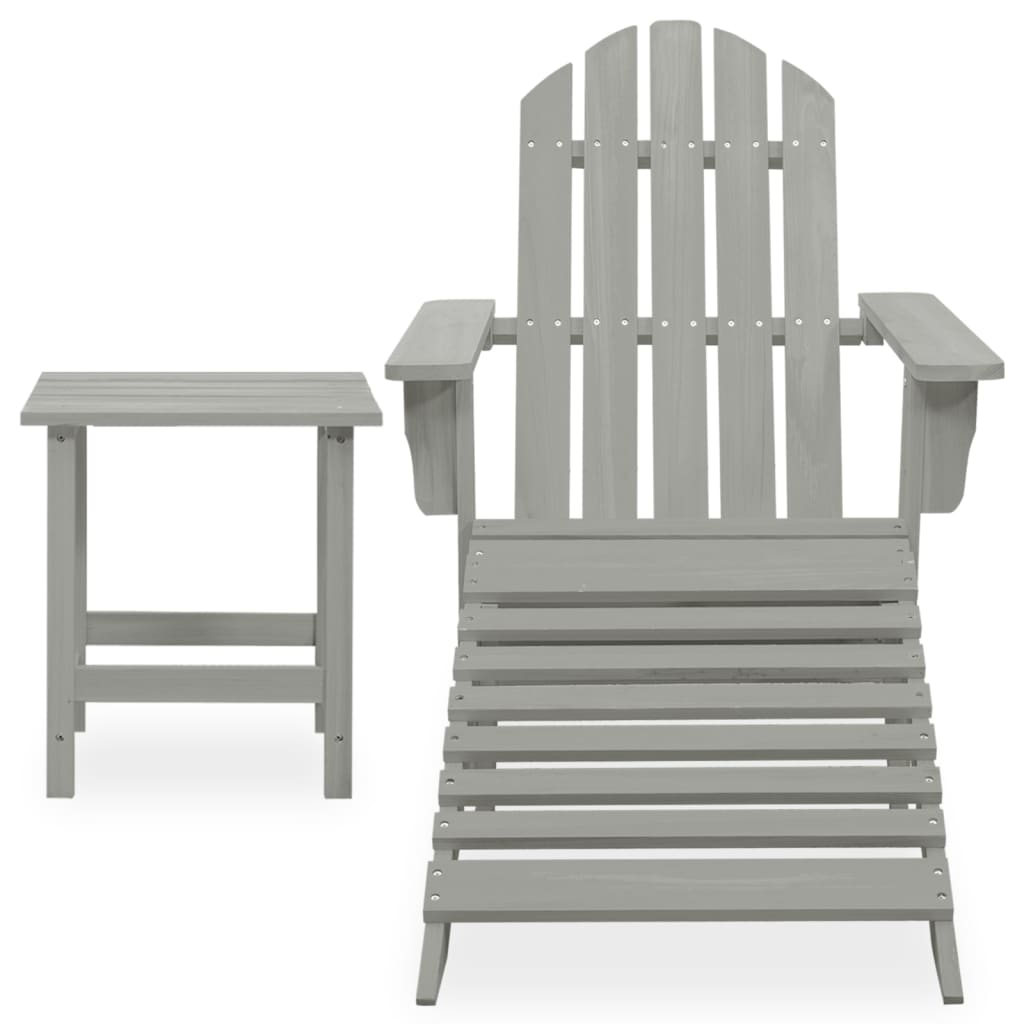 Silla con otomana y mesa jardín adirondack macizo abeto gris