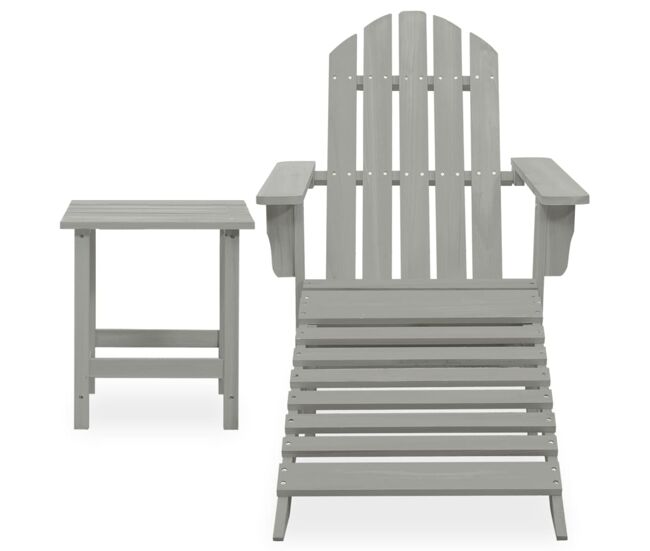 Silla con otomana y mesa jardín adirondack macizo abeto gris