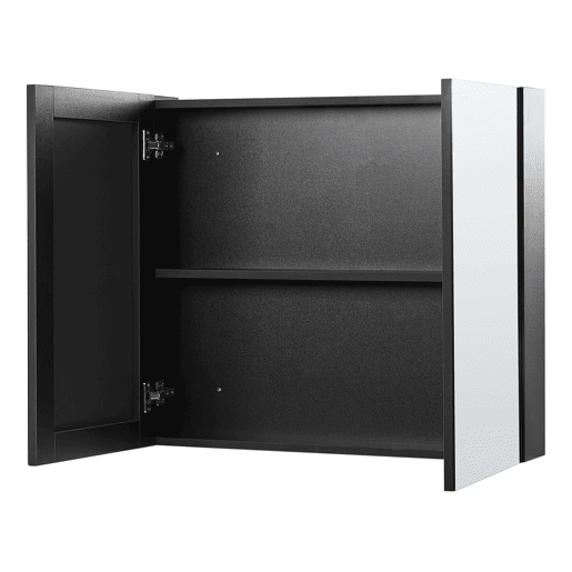Móvel de casa de banho suspenso com espelho NAVARRA 80 cm 70 cm Preto