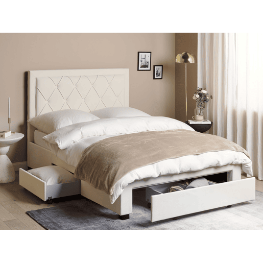 Beliani Cama com gavetas de arrumação Veludo LIEVIN
