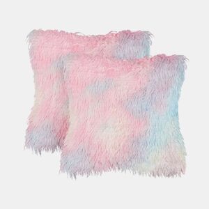 Conjunto de 2 almofadas decorativas AMARYLLIS Imitação de pele 45 x 45 cm Multicolor