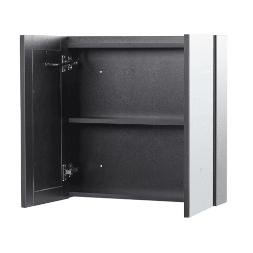 Móvel de casa de banho suspenso com espelho LED CHABUNCO 60 cm 60 cm Preto