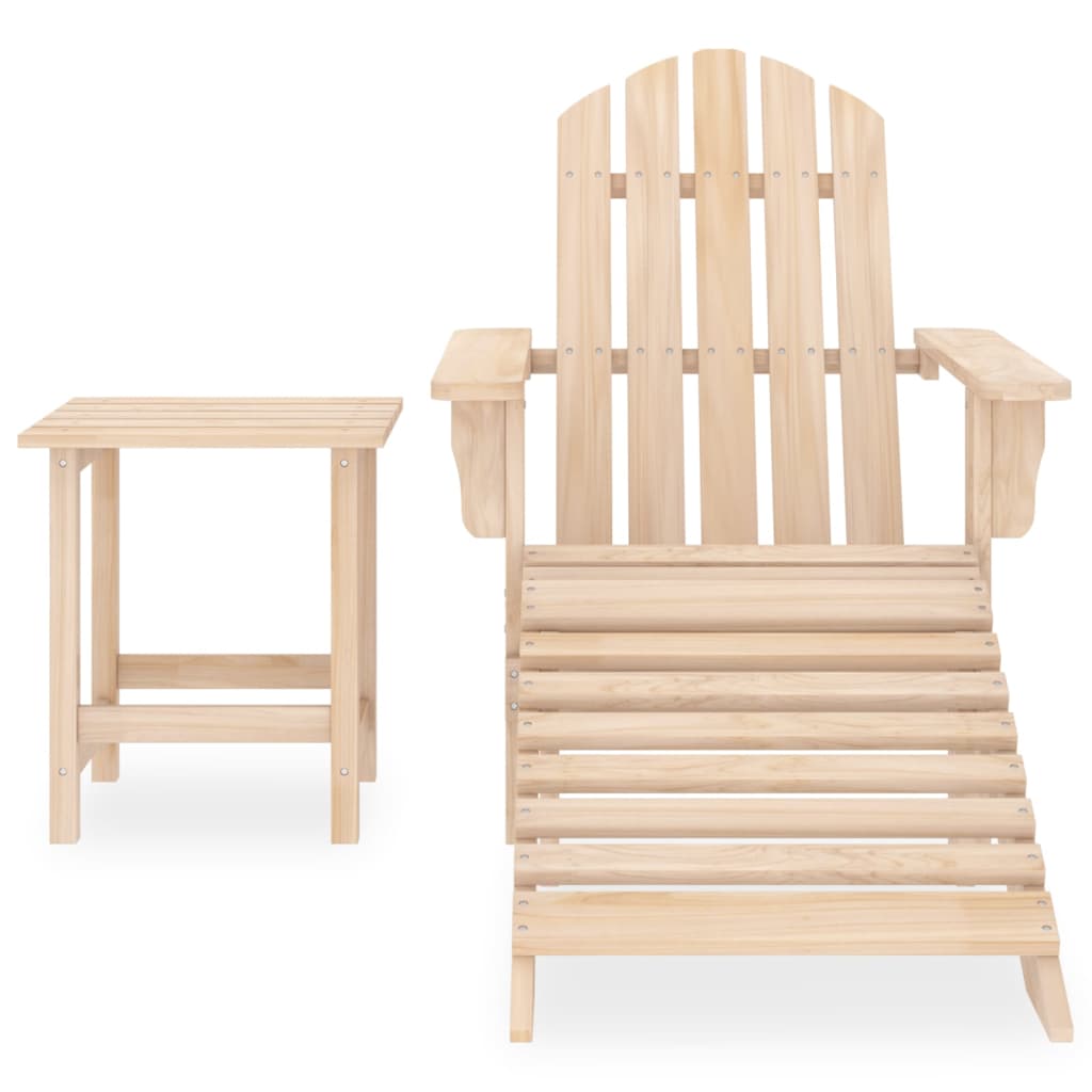Silla adirondack de jardín con otomana y mesa macizo abeto