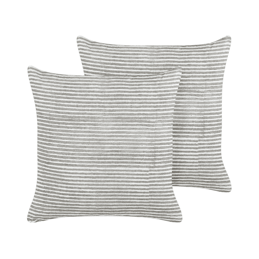 Conjunto de 2 almofadas decorativas KANPAS Linho 50 x 50 cm Cinzento Às riscas