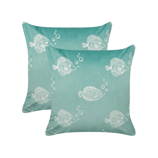 Conjunto de 2 almofadas decorativas SOLIDAGO Veludo 45 x 45 cm Verde