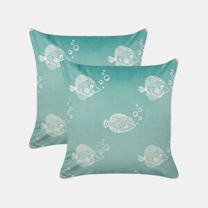 Conjunto de 2 almofadas decorativas SOLIDAGO Veludo 45 x 45 cm Verde