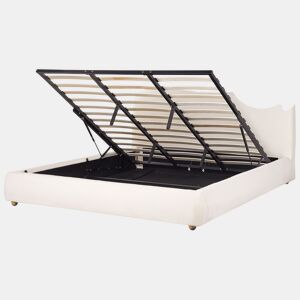 Cama baú Bouclé BLAGNAC 180 x 200 cm Branco creme