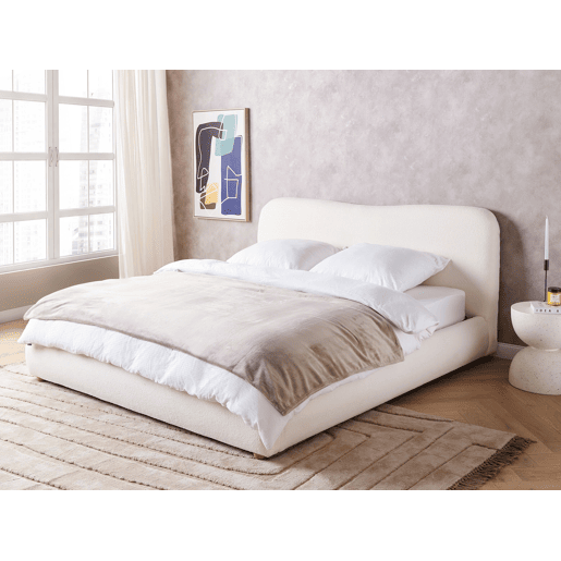 Cama baú Bouclé BLAGNAC 180 x 200 cm Branco creme