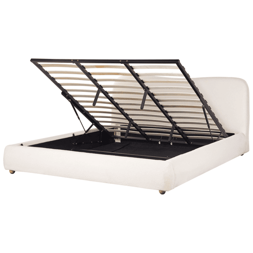 Cama baú Bouclé BLAGNAC 180 x 200 cm Branco creme