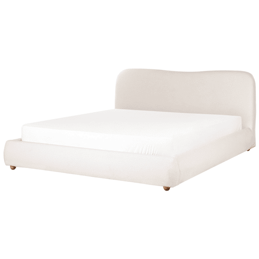 Cama baú Bouclé BLAGNAC 180 x 200 cm Branco creme