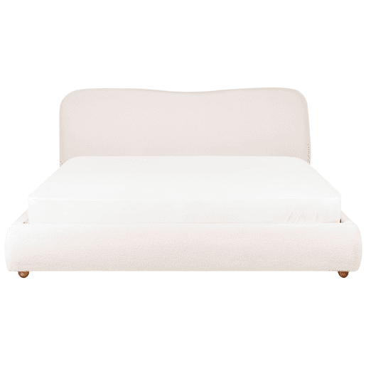 Cama baú Bouclé BLAGNAC 180 x 200 cm Branco creme