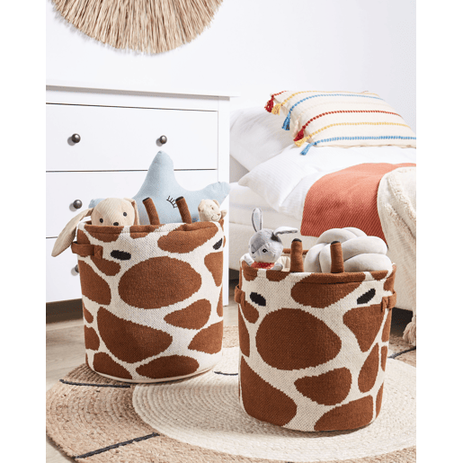 Conjunto de 2 cestos infantis Girafa POMANG Algodão Castanho