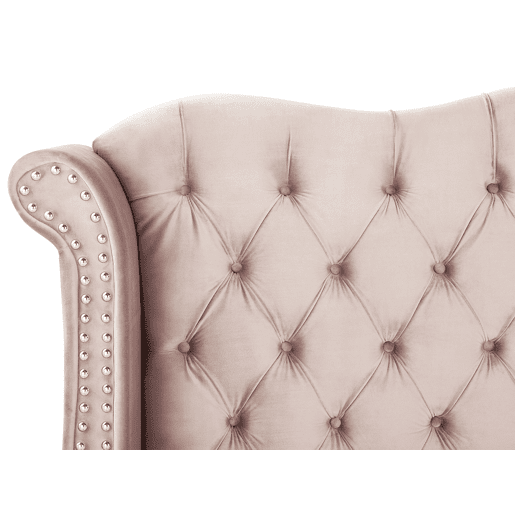 Cama Veludo AYETTE 180 x 200 cm Rosa pastel