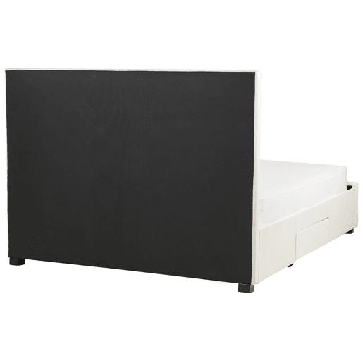 Cama com gavetas de arrumação Veludo LIEVIN 160 x 200 cm Creme claro