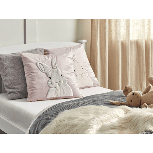 Conjunto de 2 almofadas decorativas IBERIS Veludo 45 x 45 cm Rosa