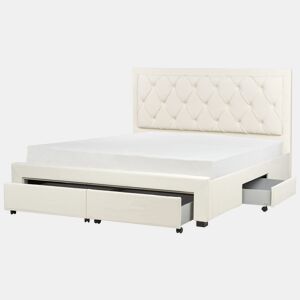 Beliani Cama com gavetas de arrumação Veludo LIEVIN