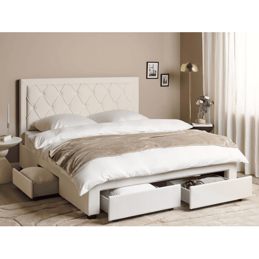 Beliani Cama com gavetas de arrumação Veludo LIEVIN