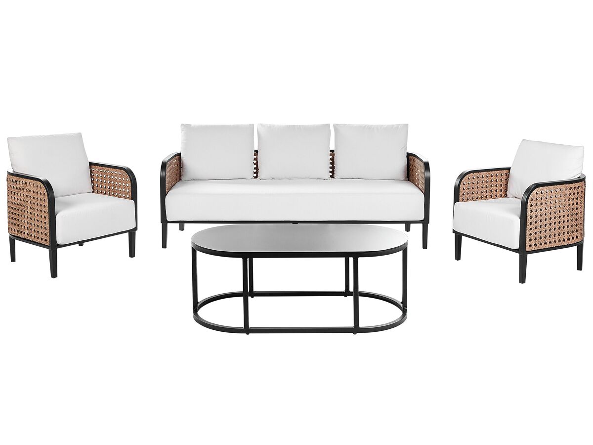 Beliani Conjunto de jardín Aluminio MONTEFALCO Blanco/ Beige