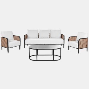 Conjunto de jardim com mesa 5 lugares MONTEFALCO Metal Branco