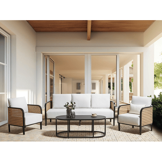 Conjunto de jardim com mesa 5 lugares MONTEFALCO Metal Branco