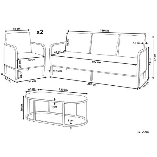 Conjunto de jardim com mesa 5 lugares MONTEFALCO Metal Branco