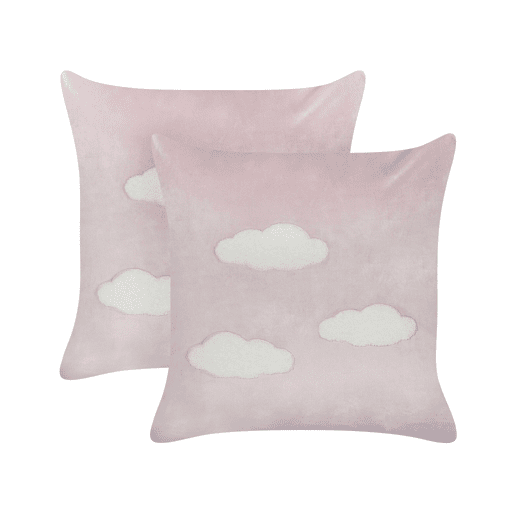 Conjunto de 2 almofadas decorativas IPOMEA Veludo 45 x 45 cm Rosa