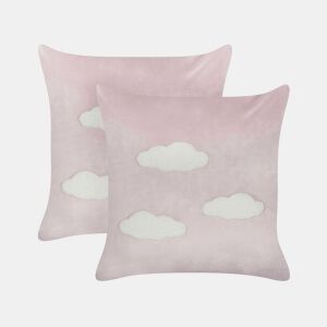 Conjunto de 2 almofadas decorativas IPOMEA Veludo 45 x 45 cm Rosa
