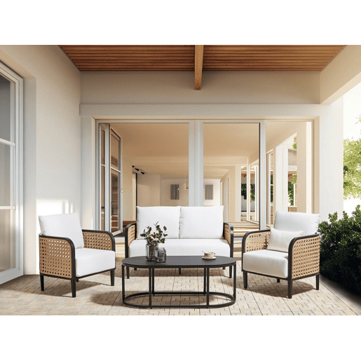 Conjunto de jardim com mesa 4 lugares MONTEFALCO Metal Branco