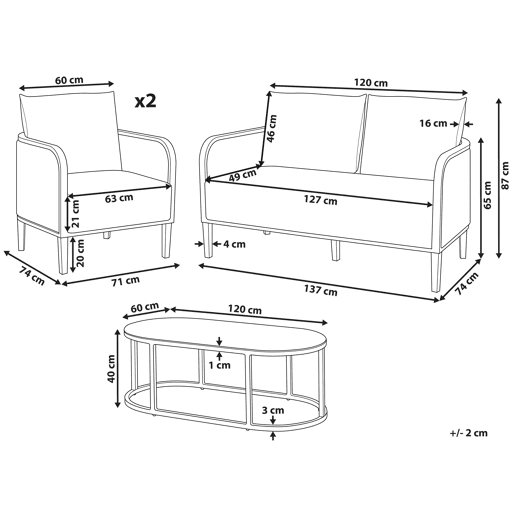 Conjunto de jardim com mesa 4 lugares MONTEFALCO Metal Branco