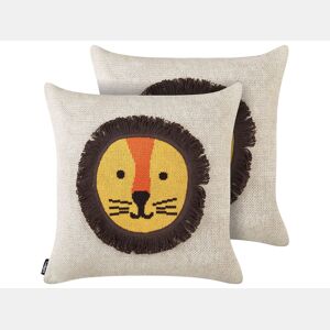 Conjunto de 2 almofadas decorativas SARANGAR Algodão 45 x 45 cm Creme