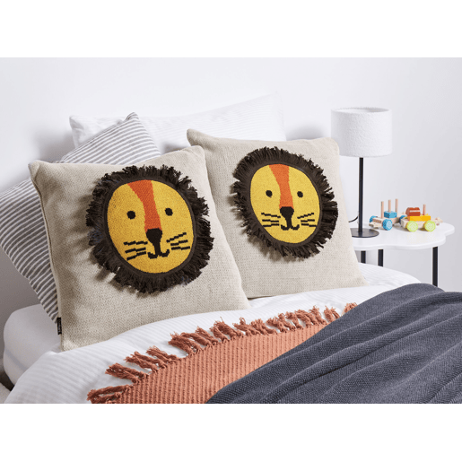 Conjunto de 2 almofadas decorativas SARANGAR Algodão 45 x 45 cm Creme